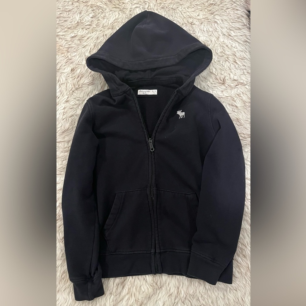 Abercrombie Kids Black Zip-Up Hoodie 13/14